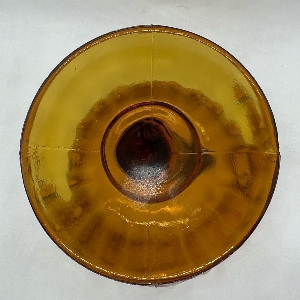 Vintage Indiana Glass Amber Lotus Blossom Pedestal Bowl - Picture 5 of 5